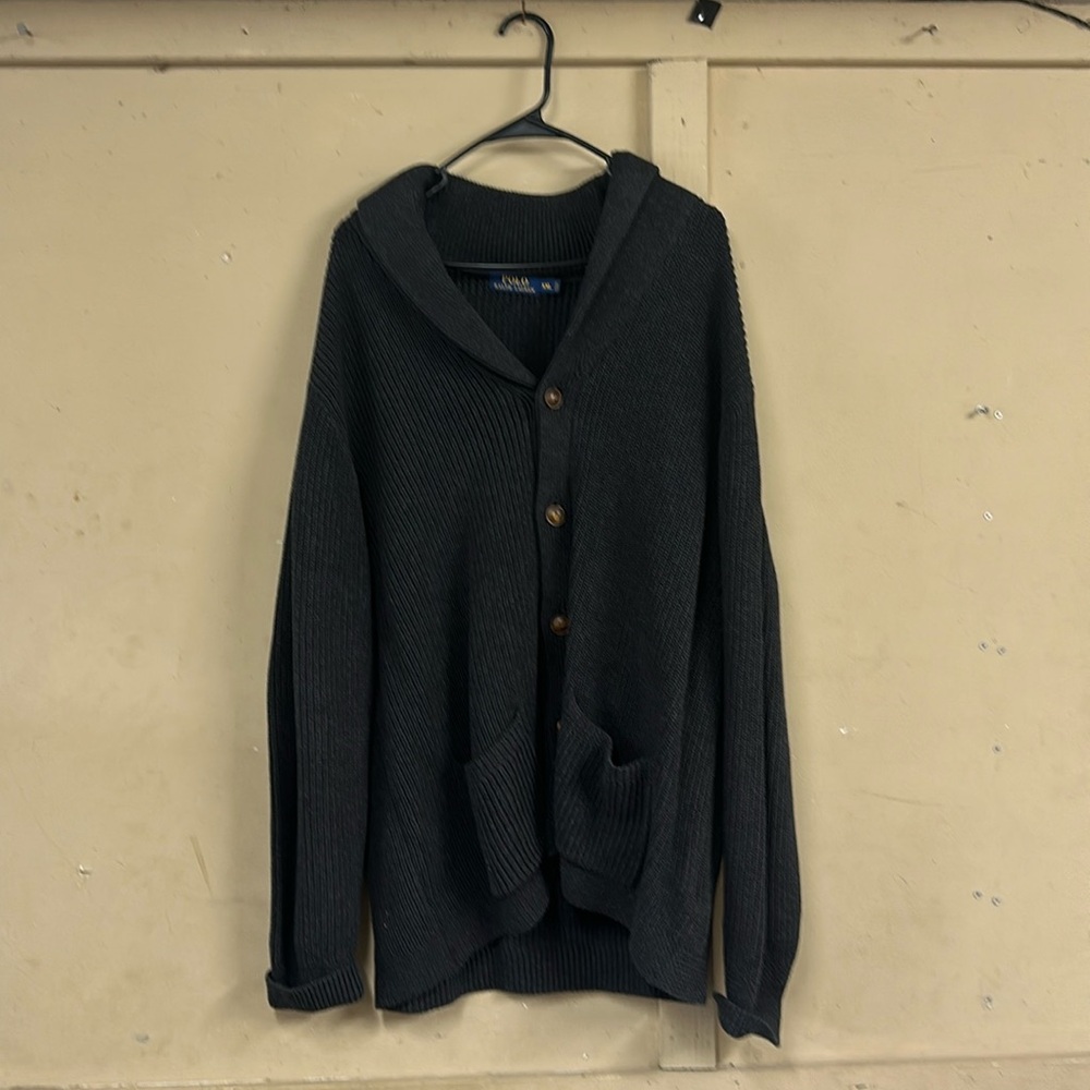 Men’s black cardigan sweater